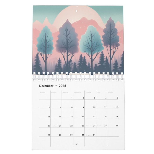 Kalendern för art av Retro säsong | Vibrant Pastel Kalender (Dec 2026)