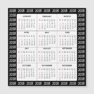 Kalendern för svart 2018 kvadrerar det magnetiska