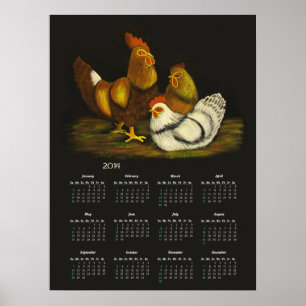 Kalendern tupp och Hens ~ skriva ut Poster