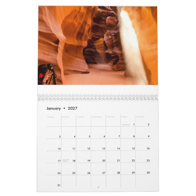 Kalendern vattenfall av ljust, landskap foto, kalender (Jan 2027)