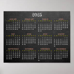 Kalenderns kalender för 2025 Poster i kalkylpanel