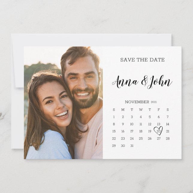 Kalendervykort med fotospara datum spara datumet (Framsida)