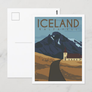 Kalfafell Island Berömd Travel Ställe Illustration Vykort