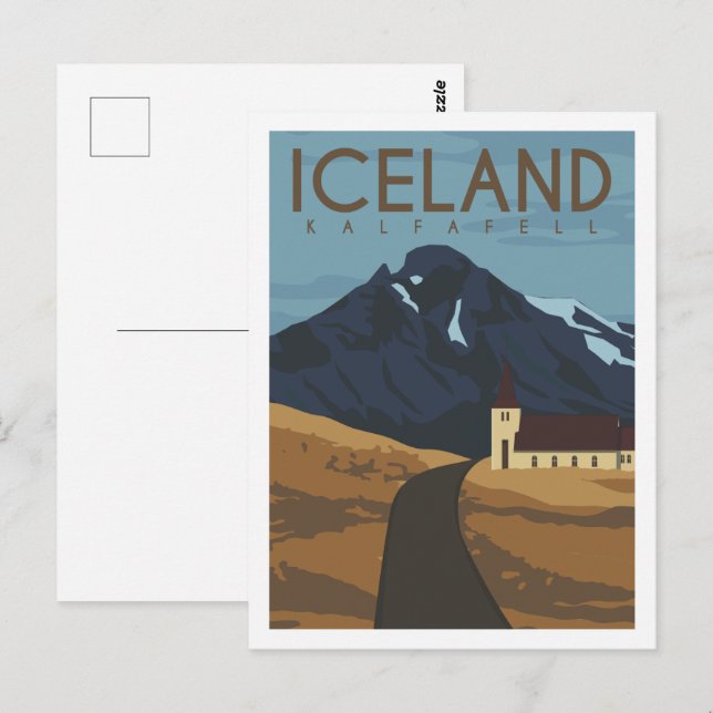 Kalfafell Island Berömd Travel Ställe Illustration Vykort (Fram/baksida)