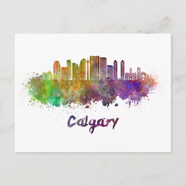Kalgary V2-skylin i vattenfärg Vykort (Framsida)