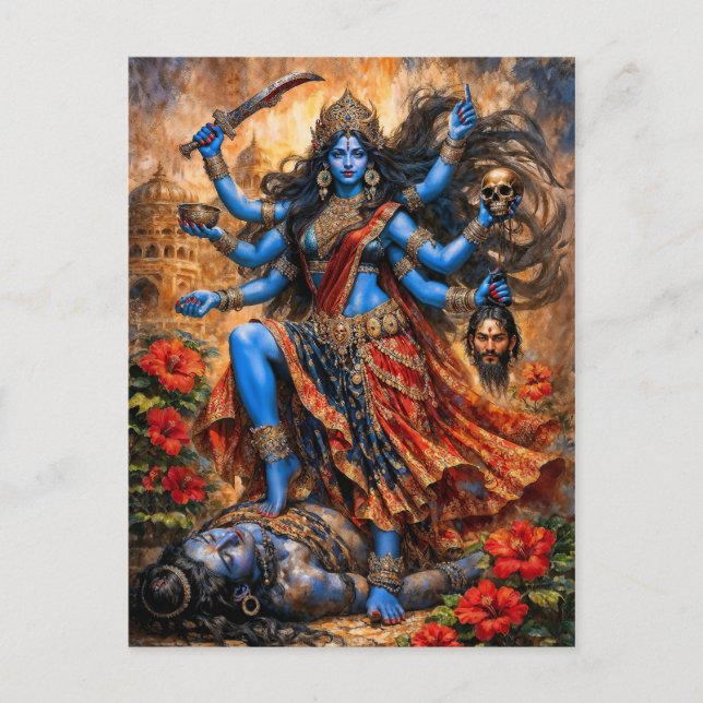 Kali dansar på Shiva Vykort (Framsida)