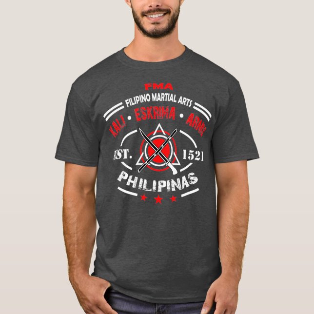 Kali Filipino martial arts Arnis Eskrima T Shirt (Framsida)