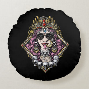 Kali Gothic Hindu Goddess Rund Kudde