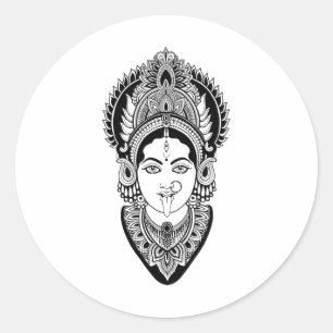 Kali Gudinnan Deitet Indisk Indien Hindu Yoga T Sh Runt Klistermärke