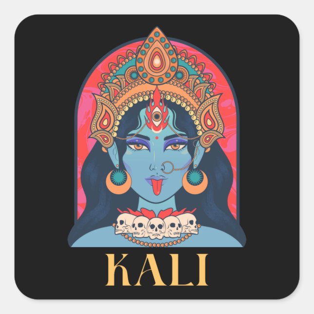 kali hindu divinity fyrkantigt klistermärke (Framsida)