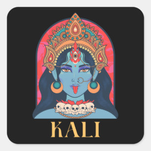 kali hindu divinity fyrkantigt klistermärke