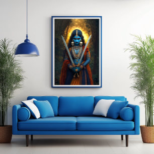 Kali Hindu Goddess Porträtt Painting Mörk Fantasy Poster