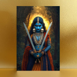 Kali Hindu Gudinnan Porträtt Målning Mörk Fantasy Vykort