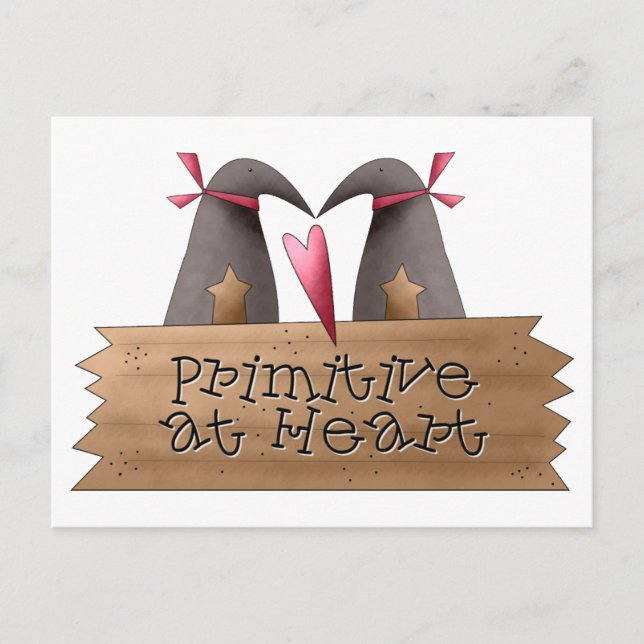 Kali- Kråkor ・ Primitiv hjärt Vykort (Framsida)