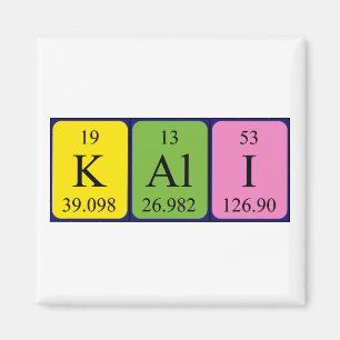 Kali periodiskt återkommande magnet bord namn