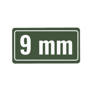 Kaliberorganisationsetiketter 9 mm adressetikett