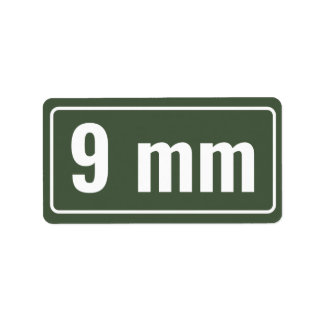 Kaliberorganisationsetiketter 9 mm adressetikett