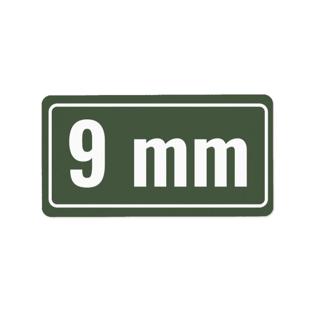 Kaliberorganisationsetiketter 9 mm adressetikett (Framsidan)