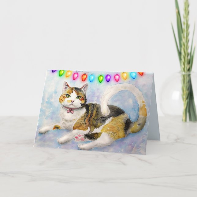 KALICO-KORT (TORTIE) MED KRISTMAS KORT (Framsida)