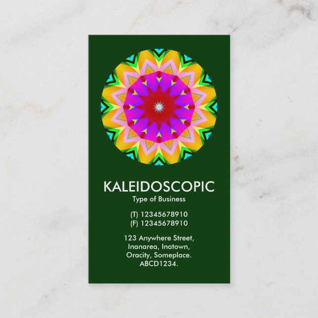 Kaliedoscopic Mandala 02 - Mörk grönt (003300) Visitkort (Framsida)