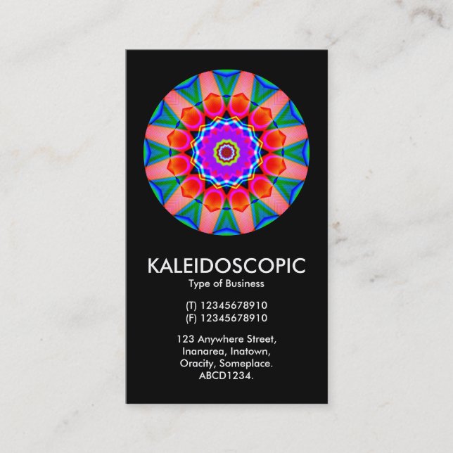Kaliedoscopic Mandala 03 - Black Visitkort (Framsida)