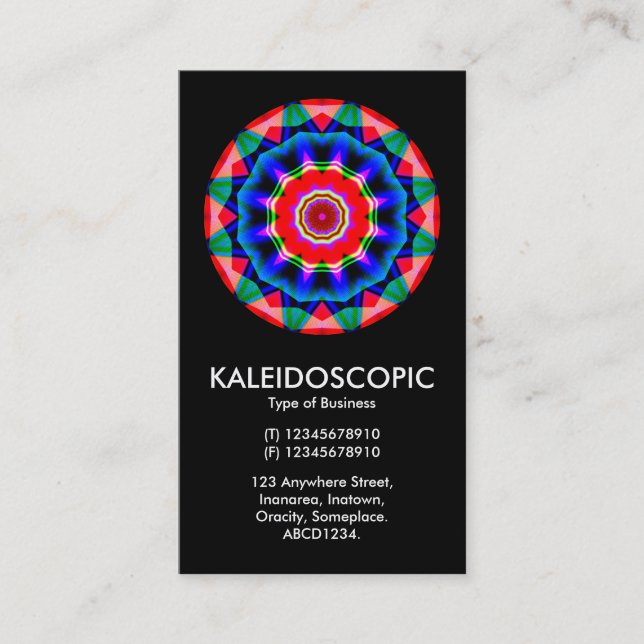 Kaliedoscopic Mandala 04 - Black Visitkort (Framsida)