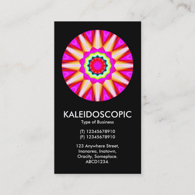 Kaliedoscopic Mandala 05 - Black Visitkort (Framsida)