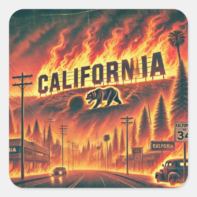 KALIFORNIA BRRE-nyckelkedja Fyrkantigt Klistermärke (Framsida)