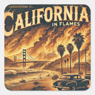 KALIFORNIA BRRE-nyckelkedja Fyrkantigt Klistermärke
