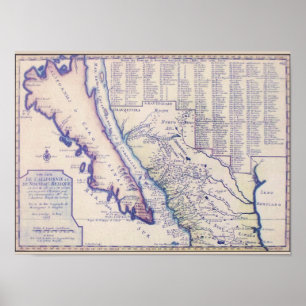 Kalifornien 1705 och nytt - mexico affisch/tryck poster