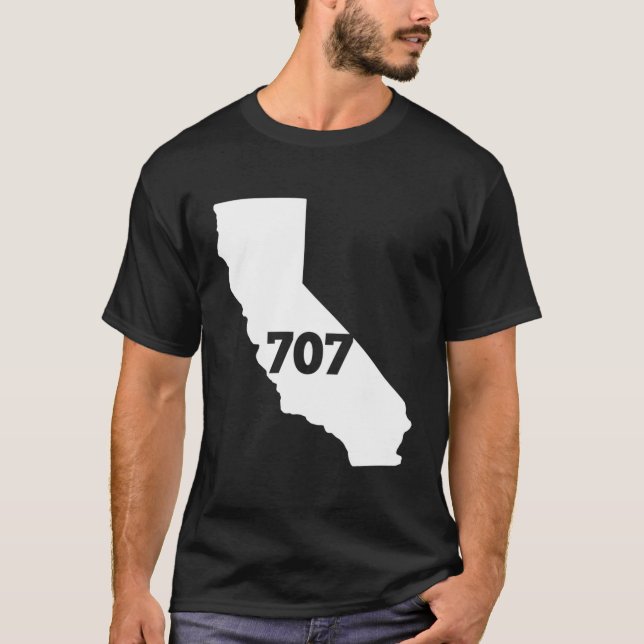 Kalifornien 707-områdeskod t shirt (Framsida)