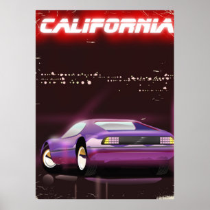 Kalifornien 80-tal neon Superbil affisch