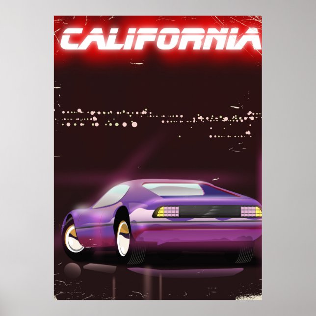 Kalifornien 80-tal neon Superbil affisch (Framsidan)