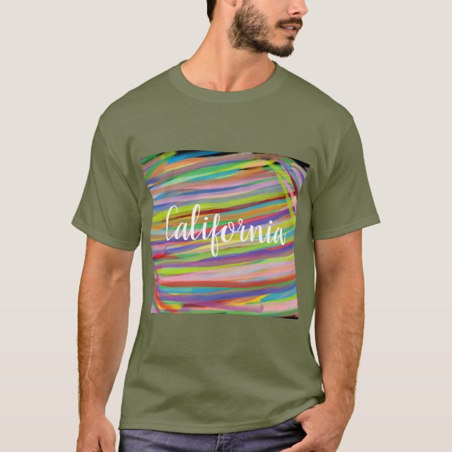 Kalifornien-abstraktens regnbågssnurra med calligr t shirt (Framsida)