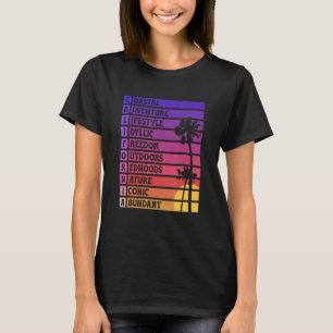 Kalifornien Akrostisk Poesi Palmträd Cali Solnedgå T Shirt