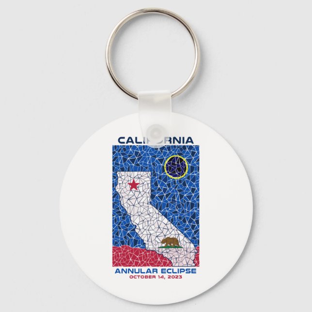 Kalifornien Annular Eclipse Round Keychain Nyckelring (Framsida)