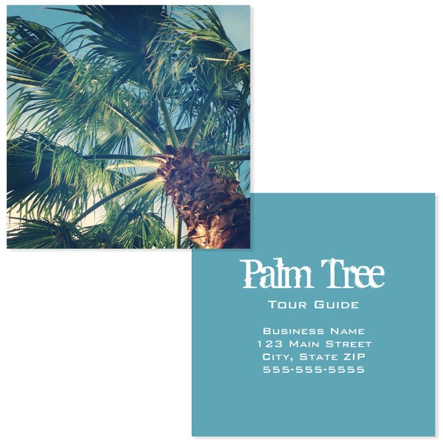 Kalifornien Beach Handflatan Fronds Fyrkantigt Visitkort (California Beach Palm Fronds Square Business Card)