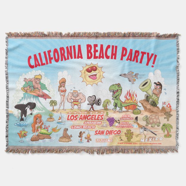 Kalifornien Beach Party Throw Blanket Filt (Framsidan)