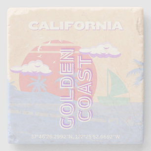 Kalifornien, Beach, Travel Art, Preppy, Pastel Stenunderlägg