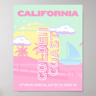 Kalifornien, Beach, Travel Art, Preppy Poster