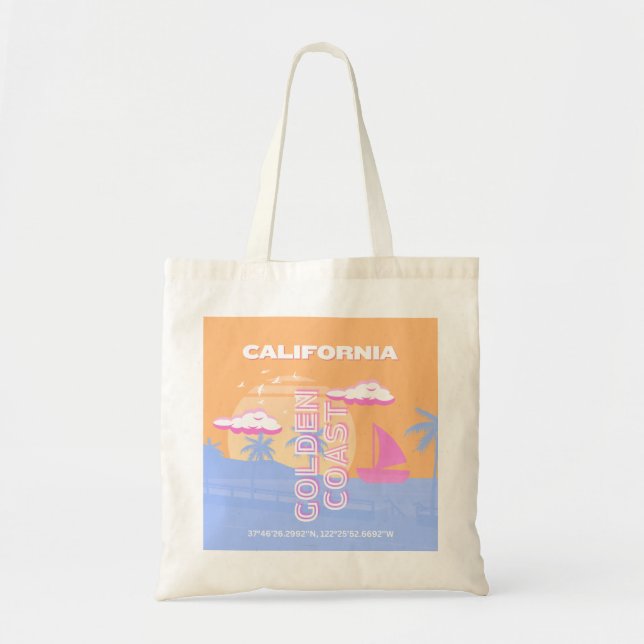 Kalifornien, Beach, Travel Art Tygkasse (Framsidan)