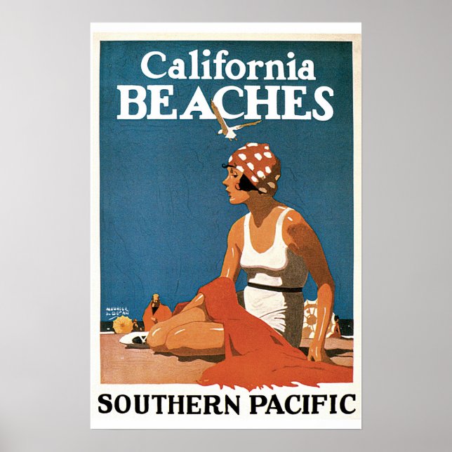 Kalifornien Beacher Vintage resor Poster (Framsidan)