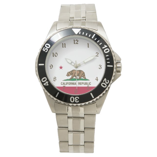 Kalifornien Bear Flagga: Cali Golden State Armbandsur (Framsida)