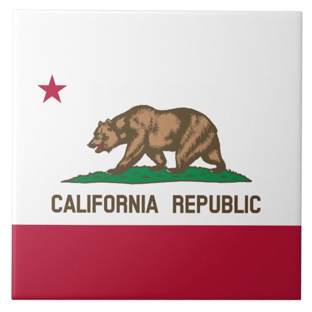 Kalifornien Bear Flagga: Cali Golden State Kakelplatta (Framsidan)