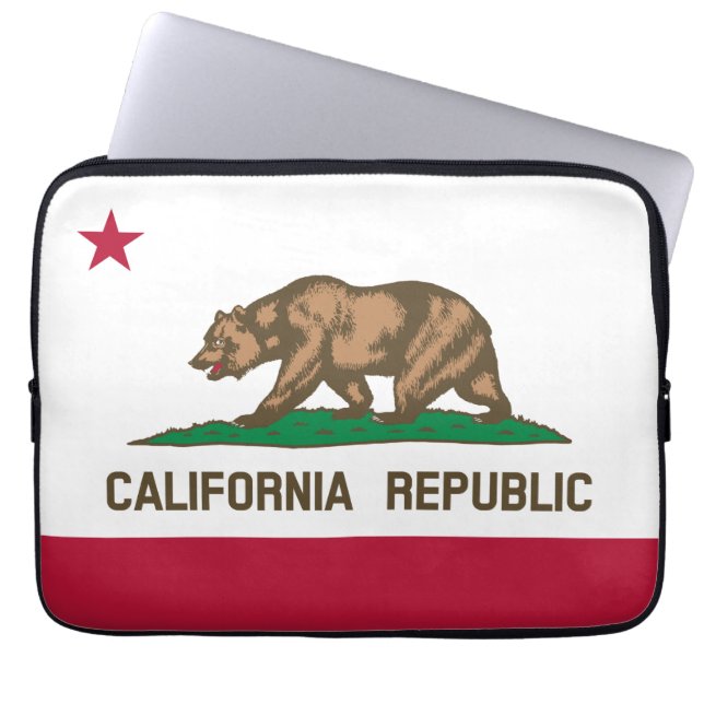 Kalifornien Bear Flagga: Cali Golden State Laptop Fodral (Framsidan)