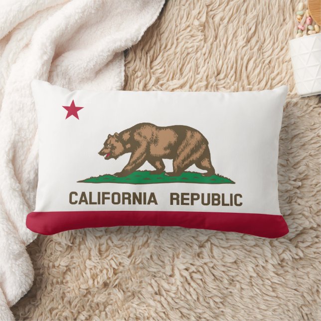 Kalifornien Bear Flagga: Cali Golden State Lumbarkudde (Filt)