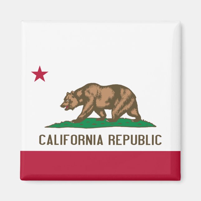 Kalifornien Bear Flagga: Cali Golden State Magnet (Framsidan)