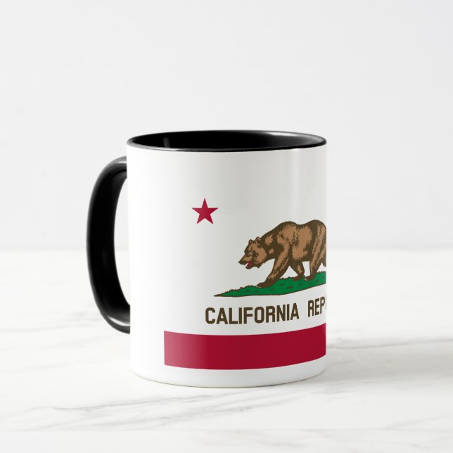 Kalifornien Bear Flagga: Cali Golden State Mugg (Framsida vänster)