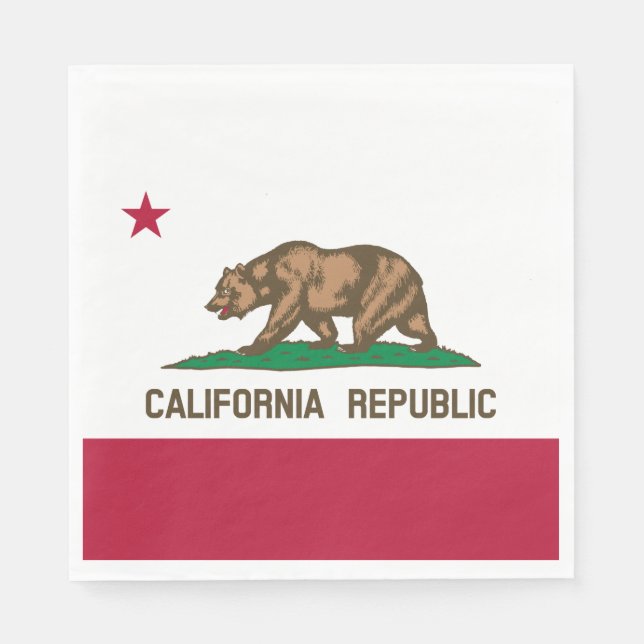 Kalifornien Bear Flagga: Cali Golden State Pappersservett (Framsidan)