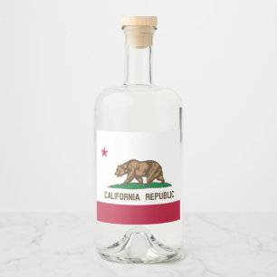 Kalifornien Bear Flagga: Cali Golden State Spritflaskor Etikett